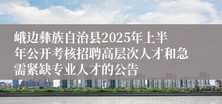 峨边彝族自治县2025年上半年公开考核招聘高层次人才和急需紧缺专业人才的公告