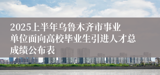 2025上半年乌鲁木齐市事业单位面向高校毕业生引进人才总成绩公布表