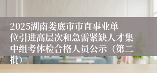 2025湖南娄底市市直事业单位引进高层次和急需紧缺人才集中组考体检合格人员公示（第二批）