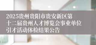 2025贵州贵阳市贵安新区第十二届贵州人才博览会事业单位引才活动体检结果公告