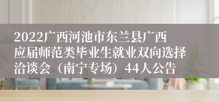 2022广西河池市东兰县广西应届师范类毕业生就业双向选择洽谈会（南宁专场）44人公告