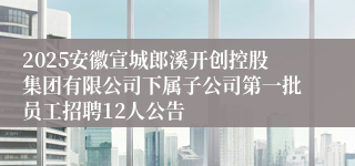 2025安徽宣城郎溪开创控股集团有限公司下属子公司第一批员工招聘12人公告