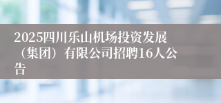 2025四川乐山机场投资发展（集团）有限公司招聘16人公告