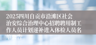 2025四川自贡市沿滩区社会治安综合治理中心招聘聘用制工作人员计划递补进入体检人员名单公告
