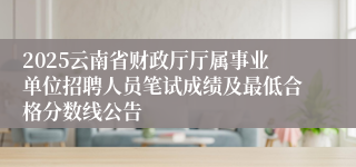 2025云南省财政厅厅属事业单位招聘人员笔试成绩及最低合格分数线公告