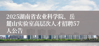 2025湖南省农业科学院、岳麓山实验室高层次人才招聘57人公告
