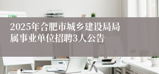 2025年合肥市城乡建设局局属事业单位招聘3人公告