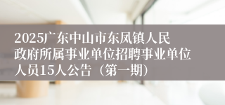 2025广东中山市东凤镇人民政府所属事业单位招聘事业单位人员15人公告（第一期）