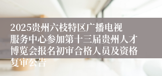 2025贵州六枝特区广播电视服务中心参加第十三届贵州人才博览会报名初审合格人员及资格复审公告