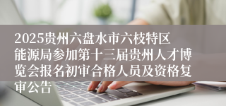 2025贵州六盘水市六枝特区能源局参加第十三届贵州人才博览会报名初审合格人员及资格复审公告
