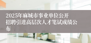 2025年麻城市事业单位公开招聘引进高层次人才笔试成绩公布