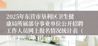 2025年东营市垦利区卫生健康局所属部分事业单位公开招聘工作人员网上报名情况统计表（截至2025年5月9日17：30）