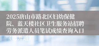 2025唐山市路北区妇幼保健院、蓝天楼社区卫生服务站招聘劳务派遣人员笔试成绩查询入口（已开通）
