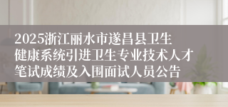 2025浙江丽水市遂昌县卫生健康系统引进卫生专业技术人才笔试成绩及入围面试人员公告