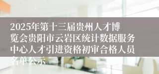 2025年第十三届贵州人才博览会贵阳市云岩区统计数据服务中心人才引进资格初审合格人员名单公示