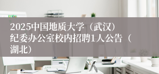 2025中国地质大学（武汉）纪委办公室校内招聘1人公告（湖北）