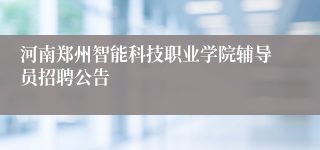 河南郑州智能科技职业学院辅导员招聘公告