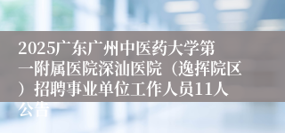 2025广东广州中医药大学第一附属医院深汕医院（逸挥院区）招聘事业单位工作人员11人公告 