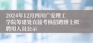 2024年12月四川广安理工学院筹建处直接考核招聘博士拟聘用人员公示