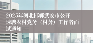 2025年河北邯郸武安市公开选聘农村党务（村务）工作者面试通知