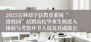 2025吉林靖宇县教育系统“进校园”招聘高校毕业生拟进入体检与考察环节人员及其成绩公示