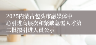 2025内蒙古包头市融媒体中心引进高层次和紧缺急需人才第二批拟引进人员公示