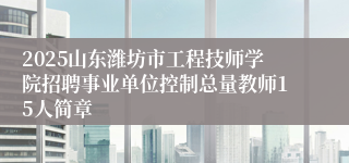 2025山东潍坊市工程技师学院招聘事业单位控制总量教师15人简章