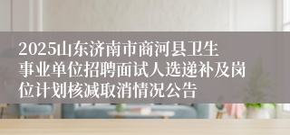 2025山东济南市商河县卫生事业单位招聘面试人选递补及岗位计划核减取消情况公告