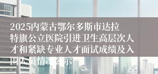 2025内蒙古鄂尔多斯市达拉特旗公立医院引进卫生高层次人才和紧缺专业人才面试成绩及入围人员情况公示