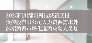 2025四川绵阳科技城新区投资控股有限公司人力资源需求外部招聘暨市场化选聘应聘人员复试成绩公示