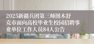 2025新疆兵团第三师图木舒克市面向高校毕业生校园招聘事业单位工作人员84人公告