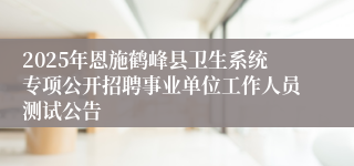 2025年恩施鹤峰县卫生系统专项公开招聘事业单位工作人员测试公告