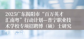 2025广东揭阳市“百万英才汇南粤”行动计划—普宁职业技术学校专项招聘博（硕）士研究生8人公告