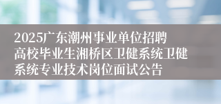 2025广东潮州事业单位招聘高校毕业生湘桥区卫健系统卫健系统专业技术岗位面试公告