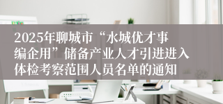 2025年聊城市“水城优才事编企用”储备产业人才引进进入体检考察范围人员名单的通知