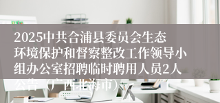 2025中共合浦县委员会生态环境保护和督察整改工作领导小组办公室招聘临时聘用人员2人公告（广西北海市）