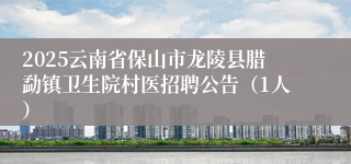 2025云南省保山市龙陵县腊勐镇卫生院村医招聘公告（1人）
