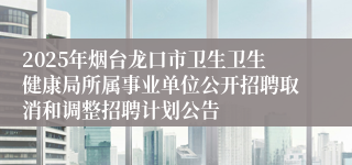 2025年烟台龙口市卫生卫生健康局所属事业单位公开招聘取消和调整招聘计划公告