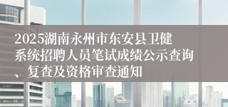 2025湖南永州市东安县卫健系统招聘人员笔试成绩公示查询、复查及资格审查通知