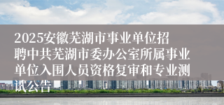 2025安徽芜湖市事业单位招聘中共芜湖市委办公室所属事业单位入围人员资格复审和专业测试公告