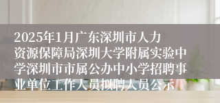 2025年1月广东深圳市人力资源保障局深圳大学附属实验中学深圳市市属公办中小学招聘事业单位工作人员拟聘人员公示