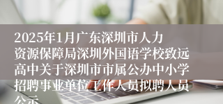 2025年1月广东深圳市人力资源保障局深圳外国语学校致远高中关于深圳市市属公办中小学招聘事业单位工作人员拟聘人员公示