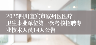 2025四川宜宾市叙州区医疗卫生事业单位第一次考核招聘专业技术人员14人公告