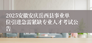 2025安徽安庆岳西县事业单位引进急需紧缺专业人才考试公告