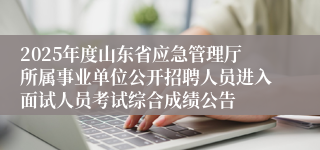 2025年度山东省应急管理厅所属事业单位公开招聘人员进入面试人员考试综合成绩公告