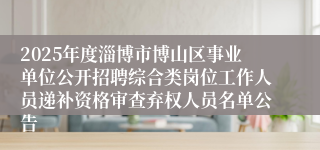 2025年度淄博市博山区事业单位公开招聘综合类岗位工作人员递补资格审查弃权人员名单公告