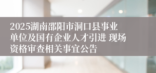 2025湖南邵阳市洞口县事业单位及国有企业人才引进 现场资格审查相关事宜公告