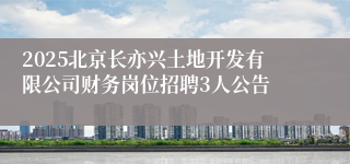 2025北京长亦兴土地开发有限公司财务岗位招聘3人公告
