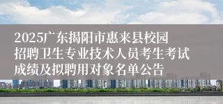 2025广东揭阳市惠来县校园招聘卫生专业技术人员考生考试成绩及拟聘用对象名单公告