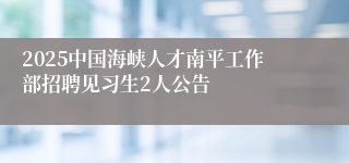 2025中国海峡人才南平工作部招聘见习生2人公告